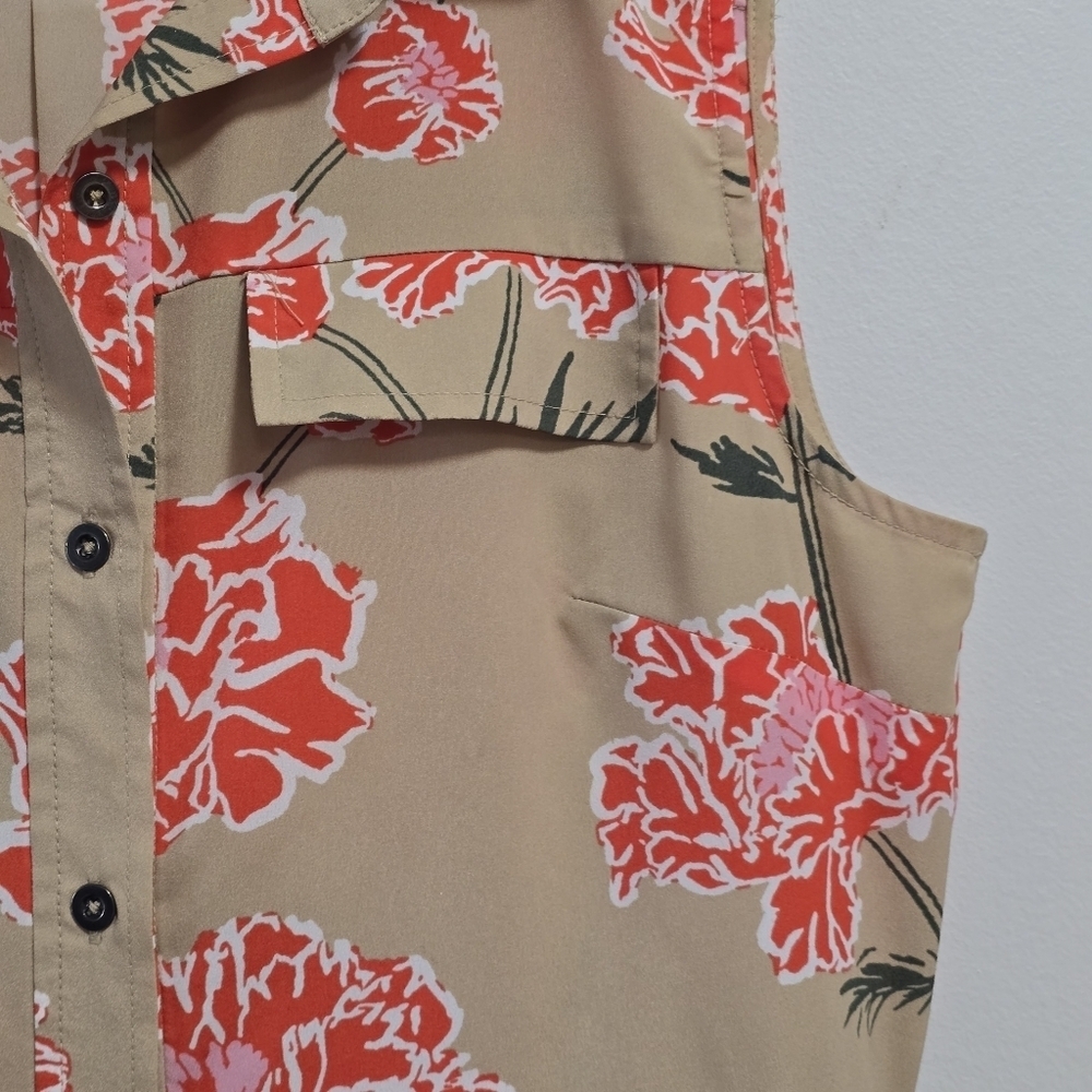Banana Republic Button Up Floral Sleeveless Dress With Belt - Picture 4 of 11